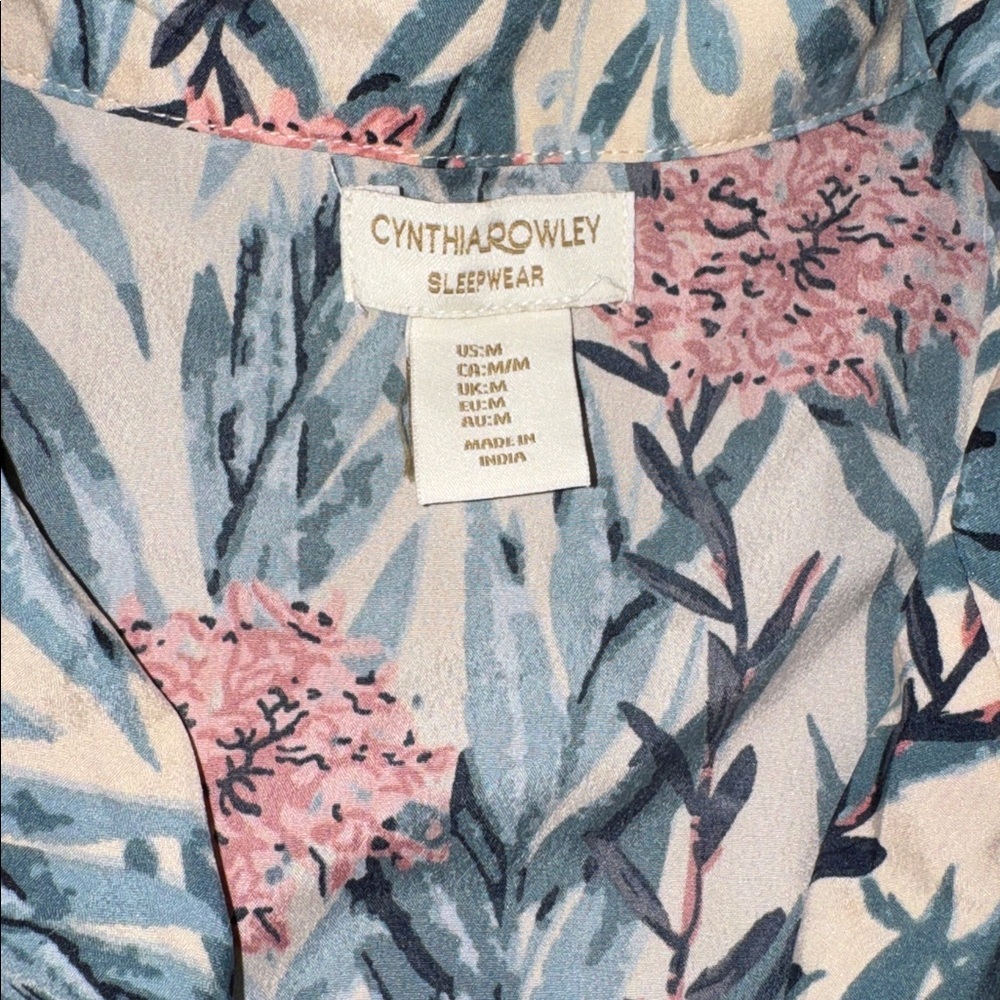 Cynthia Rowley -Women’s Sleepwear Floral Button Down Pajama Shirt Size Medium - Picture 6 of 15
